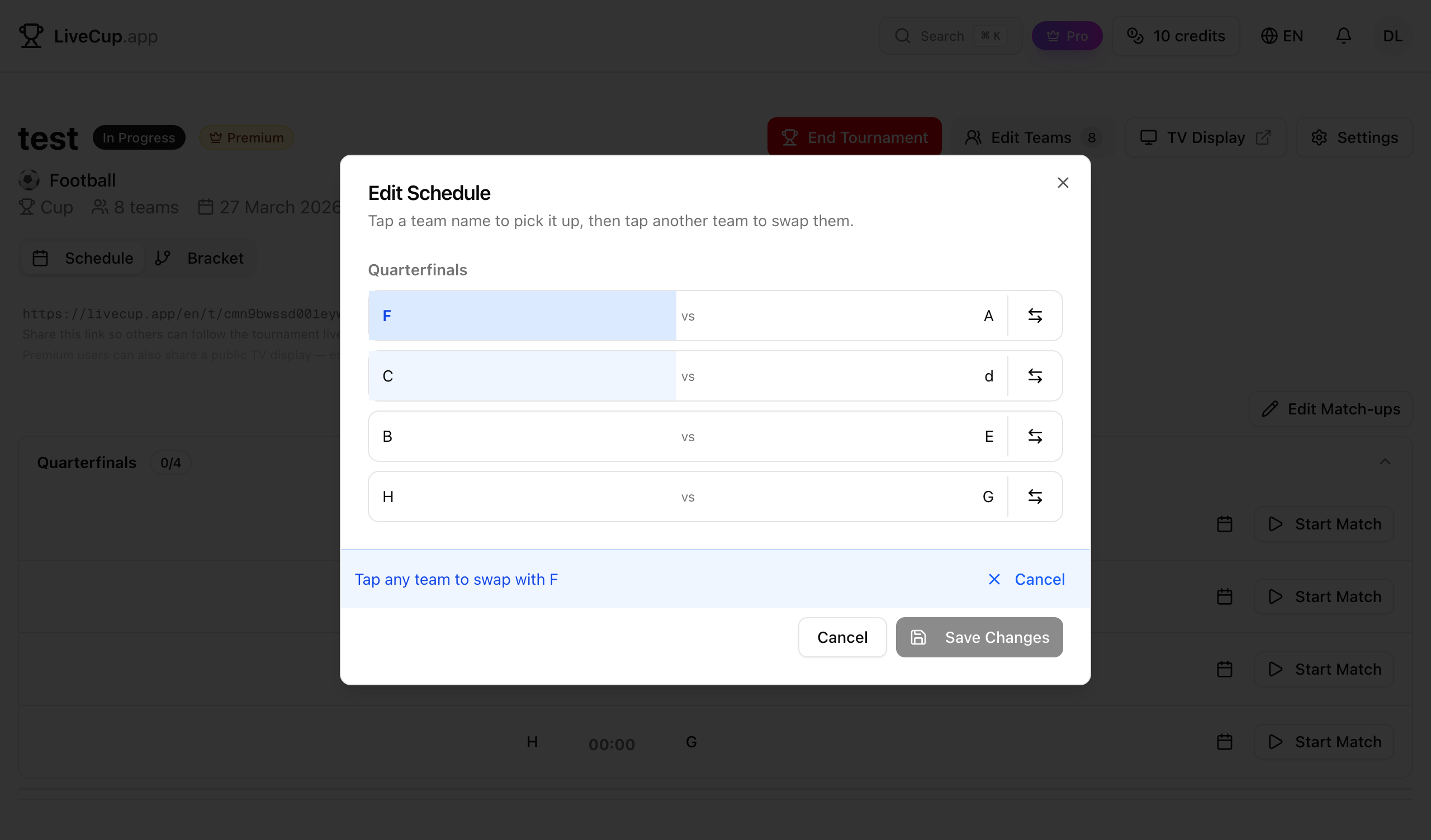Schedule editor swap interface